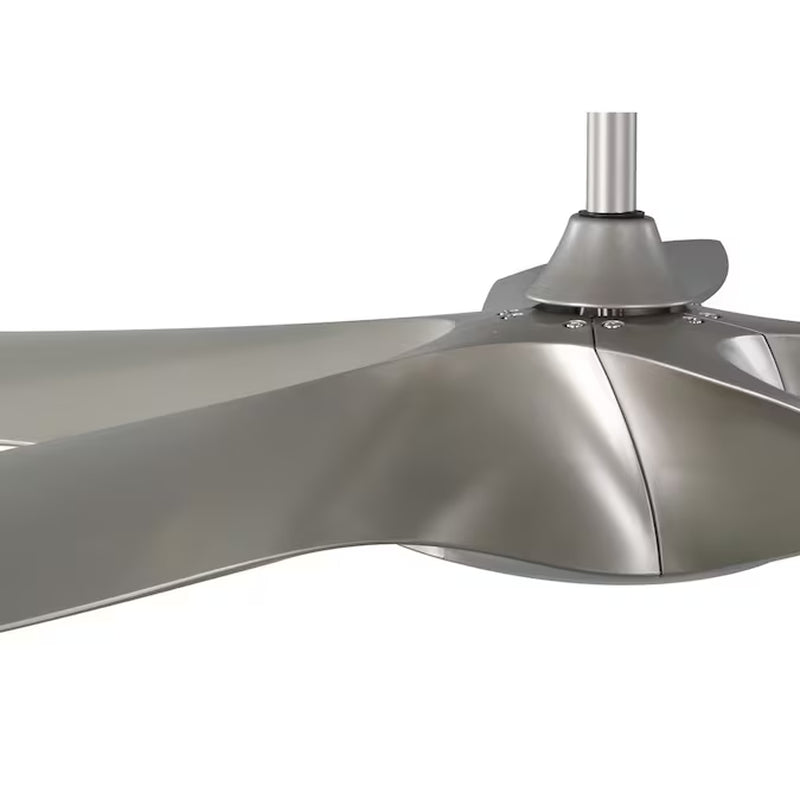 Vernal 60-In Painted Nickel with Painted Nickel Blades LED Covered Outdoor Smart Propeller Ceiling Fan with Light and Remote Control Included 5 -Blade