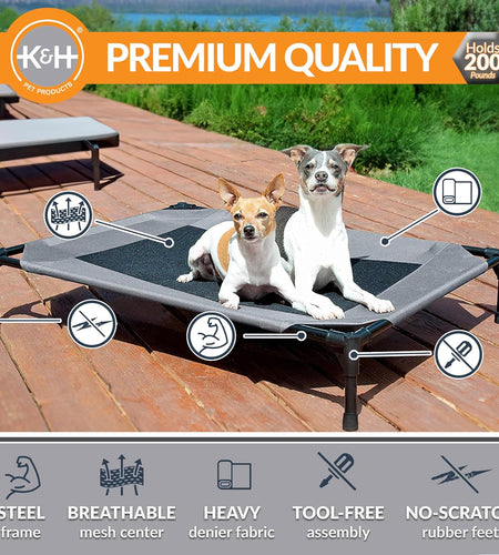 Original Pet Cot Elevated Dog Bed Gray/Black Mesh Large 30 X 42 X 7 Inches