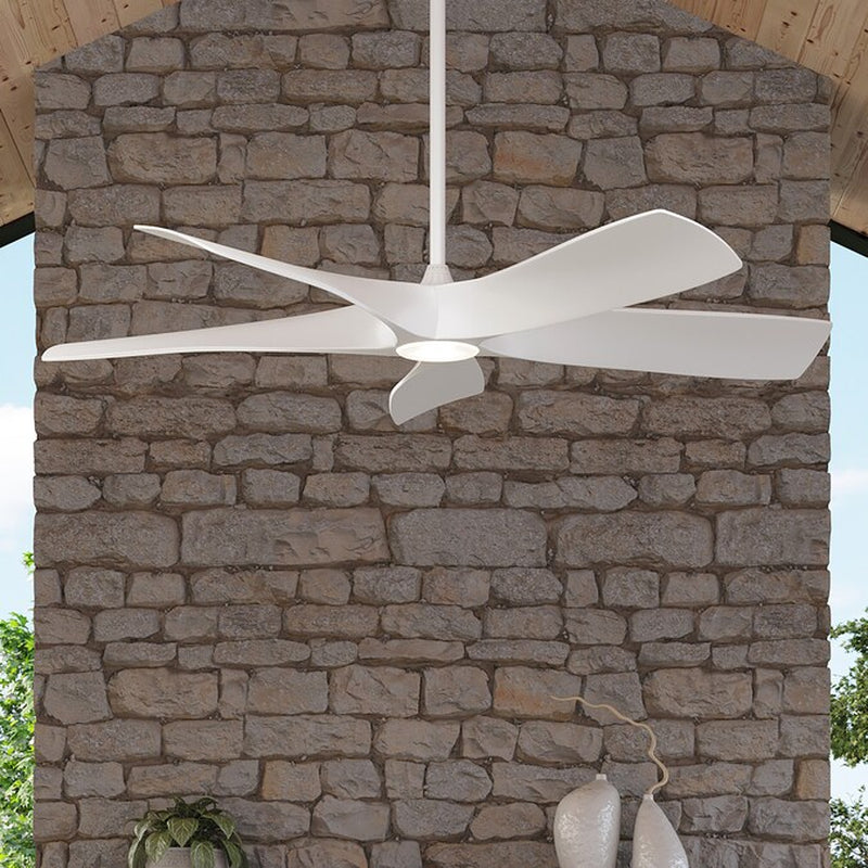 Vernal 60-In Painted Nickel with Painted Nickel Blades LED Covered Outdoor Smart Propeller Ceiling Fan with Light and Remote Control Included 5 -Blade