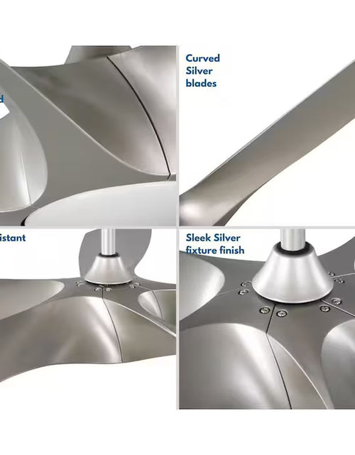Load image into Gallery viewer, Vernal 60-In Painted Nickel with Painted Nickel Blades LED Covered Outdoor Smart Propeller Ceiling Fan with Light and Remote Control Included 5 -Blade
