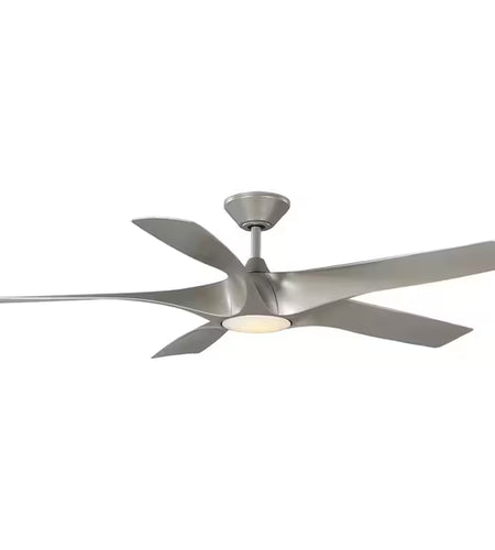 Vernal 60-In Painted Nickel with Painted Nickel Blades LED Covered Outdoor Smart Propeller Ceiling Fan with Light and Remote Control Included 5 -Blade