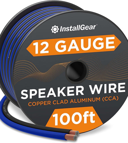 12 Gauge AWG 100Ft Speaker Wire True Spec and Soft Touch Cable - Blue/Black