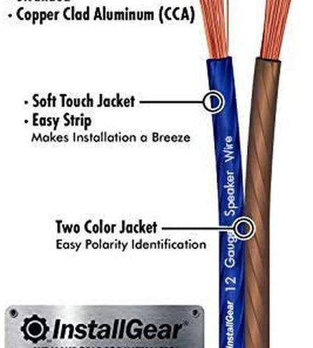 12 Gauge AWG 100Ft Speaker Wire True Spec and Soft Touch Cable - Blue/Black